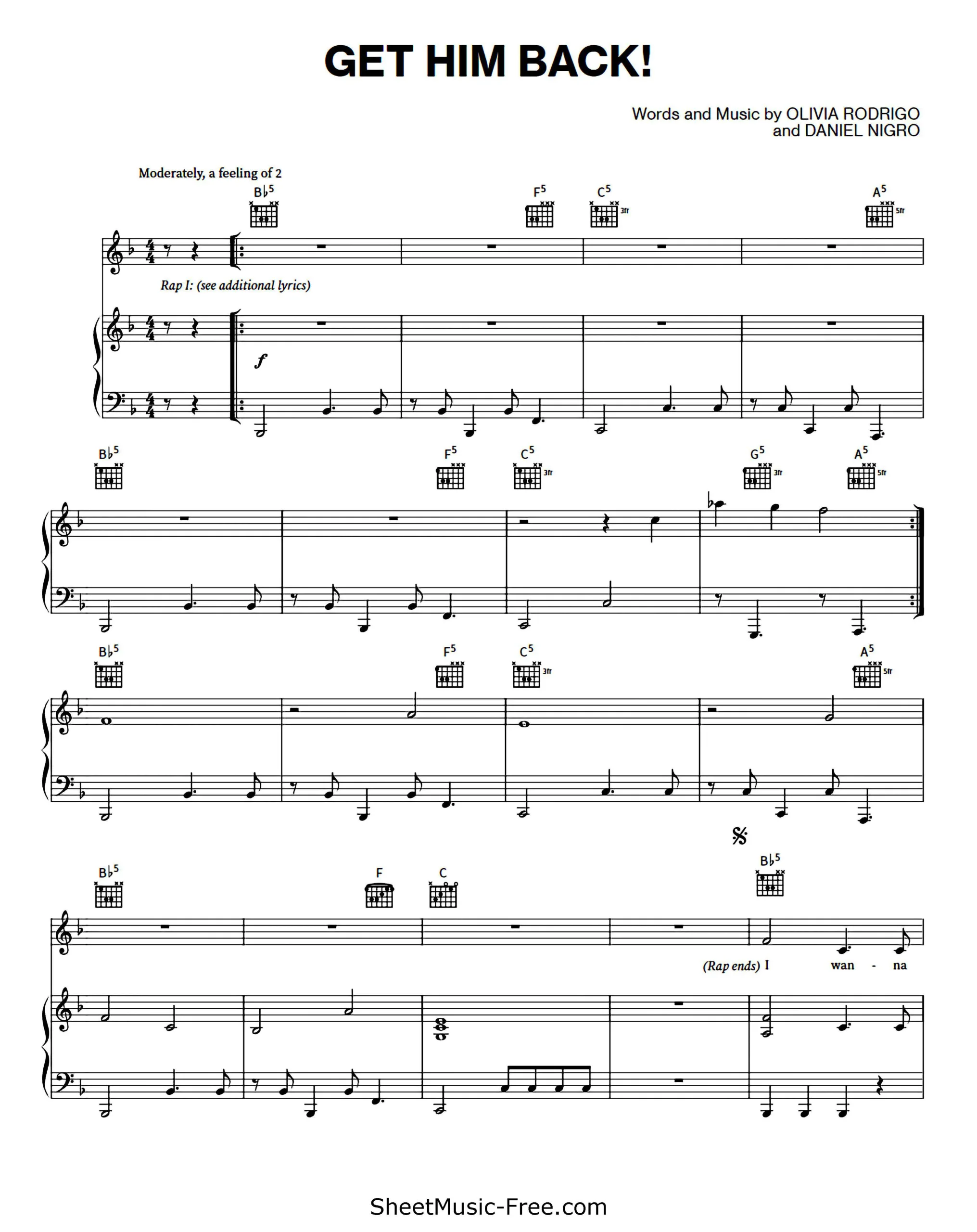 get him back sheet music