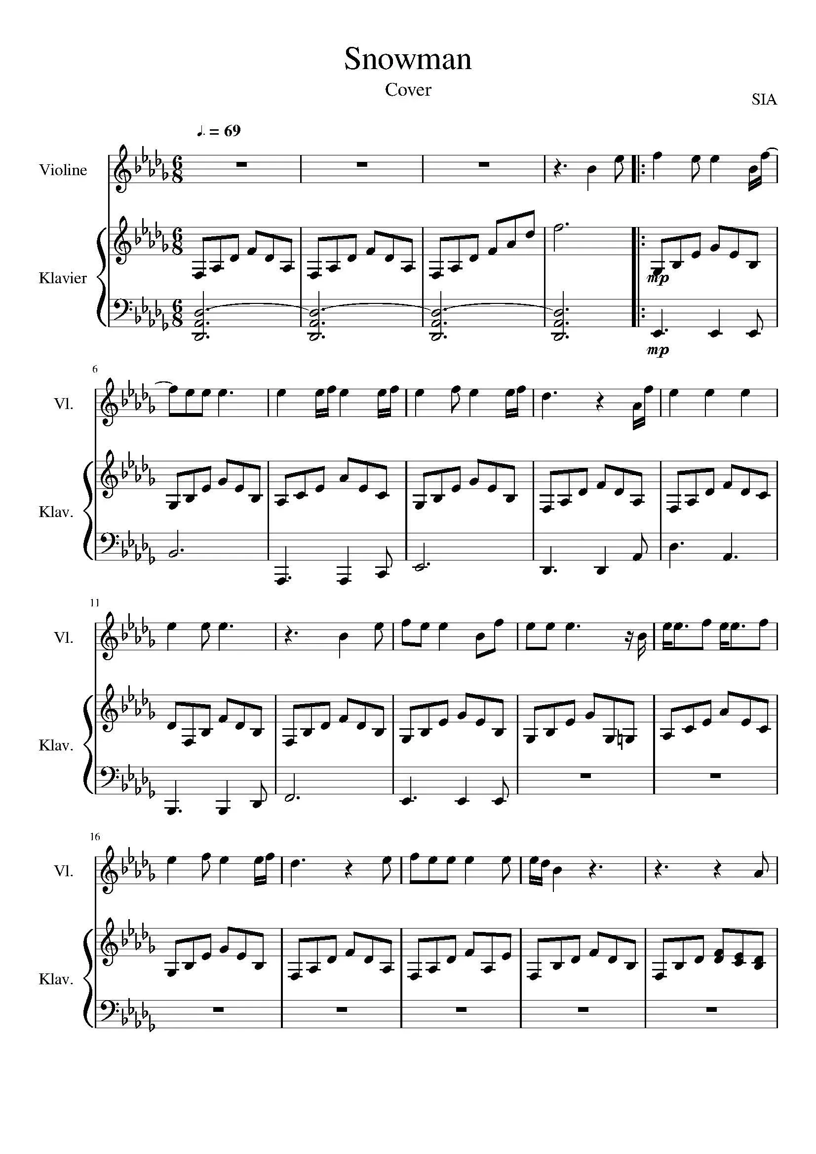 Sia – Snowman Sheet Music PDF