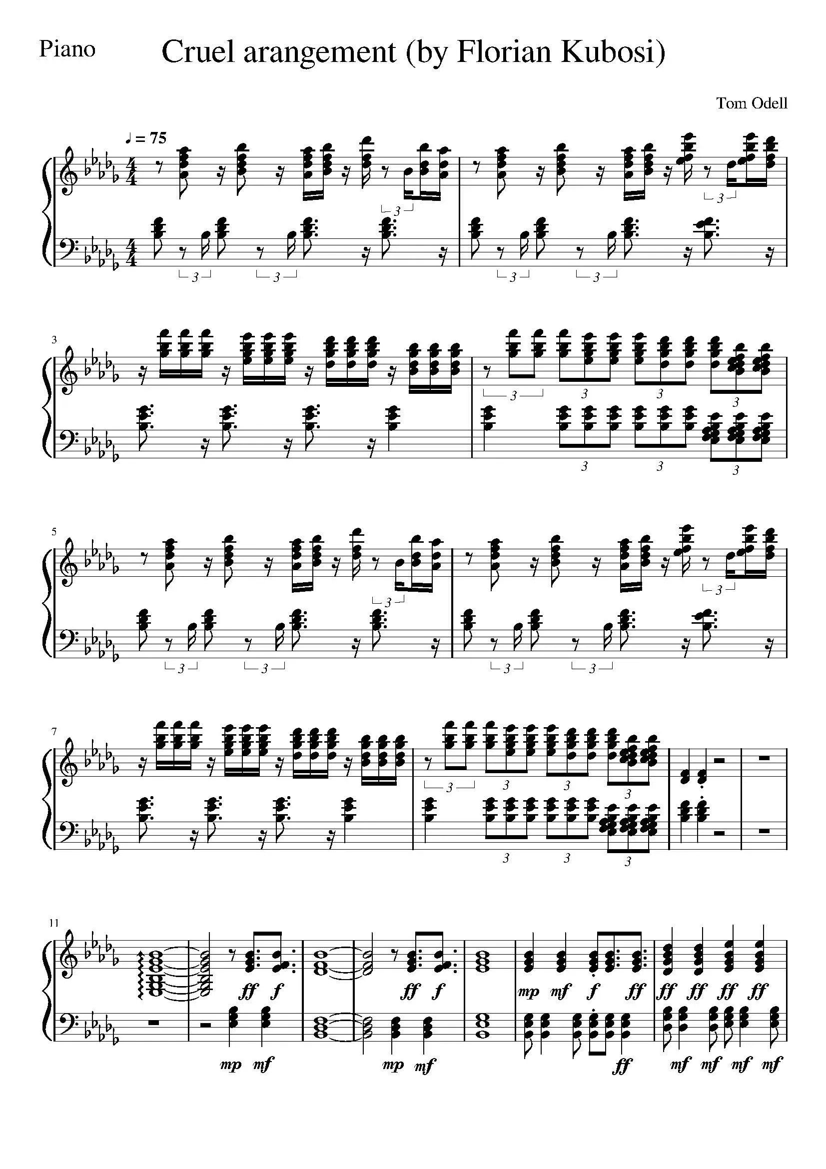 Cruel Sheet Music – Tom Odell