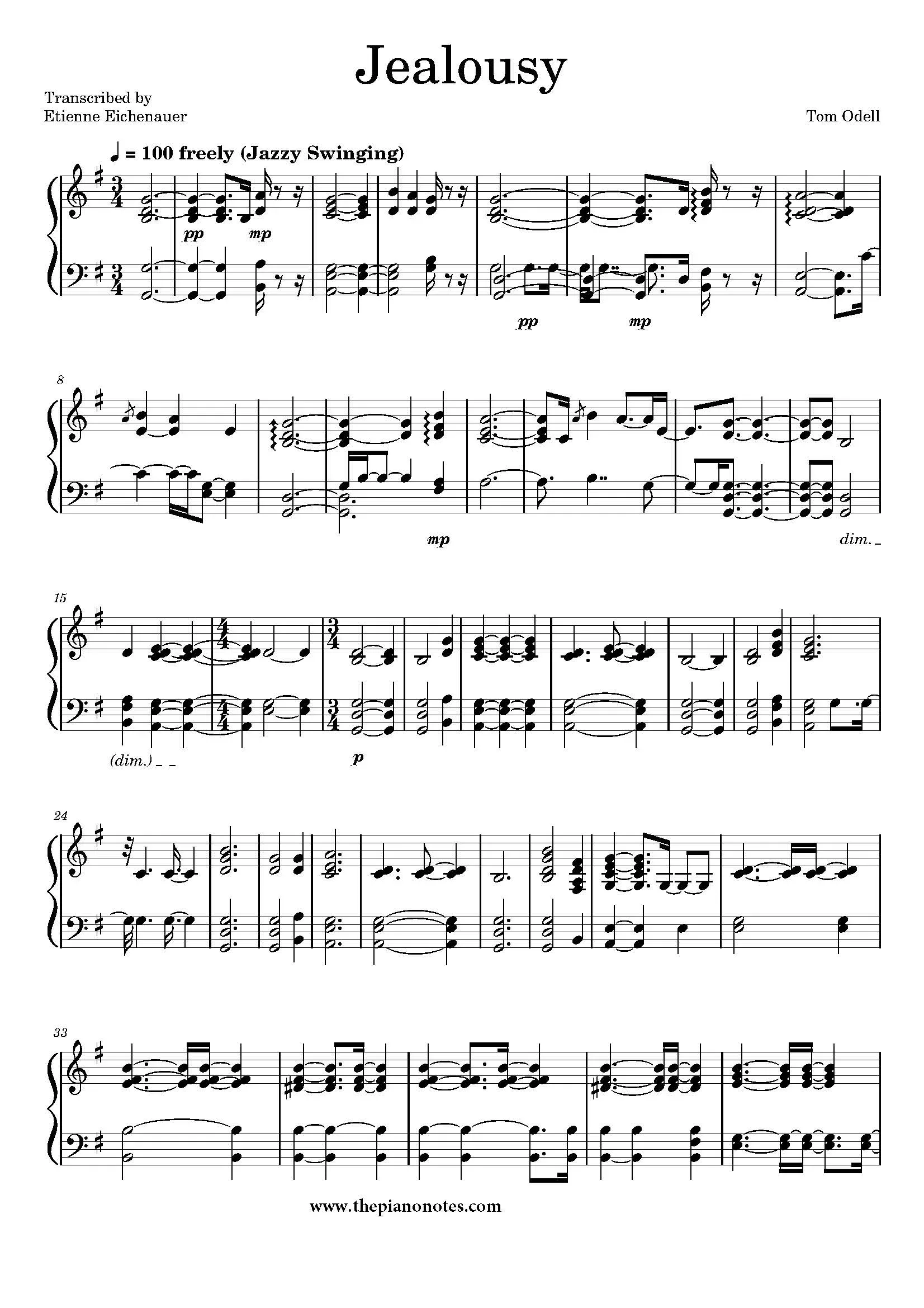Jealousy Sheet Music PDF