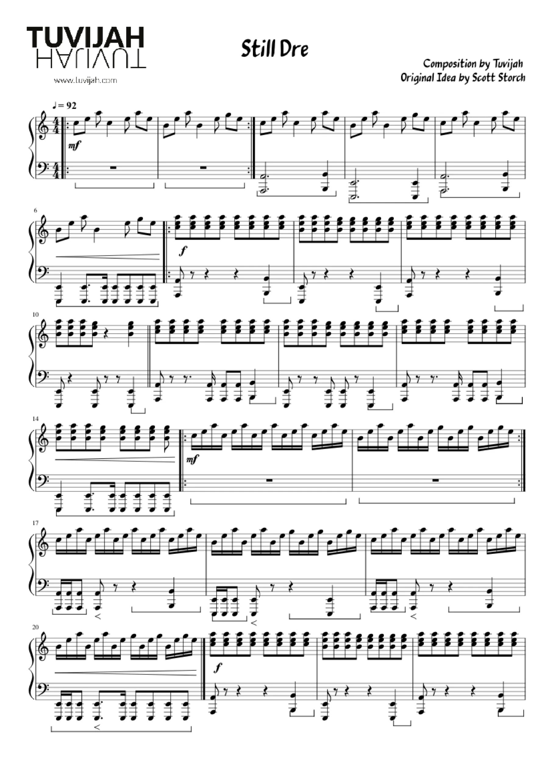 Still Dre Piano Notes Sheet Music