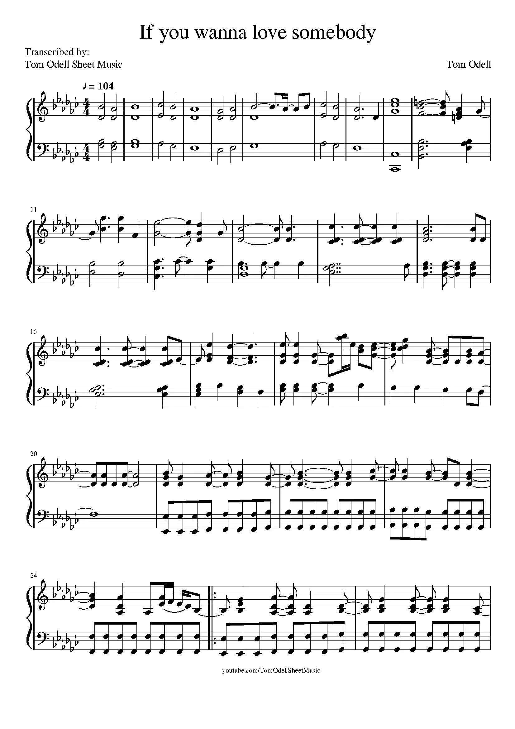 if you wanna love somebody sheet music