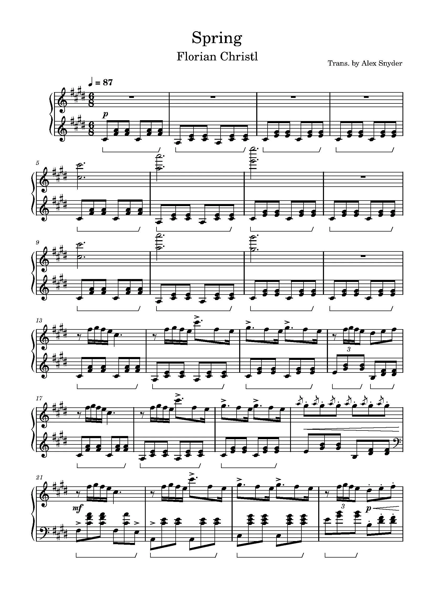 Spring Sheet Music for Piano
